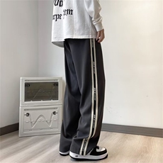 休闲裤男韩版潮流拼色条纹帅气2024秋季ins宽松长裤K4415-P38，男装休闲裤，星座412-3
