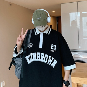 1港风polo衫男潮大码M-5XL情侣风翻领短袖T恤DP7741P45控68图片