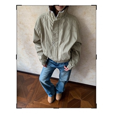 美式解构缉明线立领工装夹克秋冬款加绒加厚廓形棉服男女，男装夹克，四季星座505