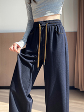 复古阔腿牛仔裤女秋冬宽松显瘦垂感慵懒直筒裤拖地裤长裤子，女装休闲裤，云美莎专业女裤-全店现货