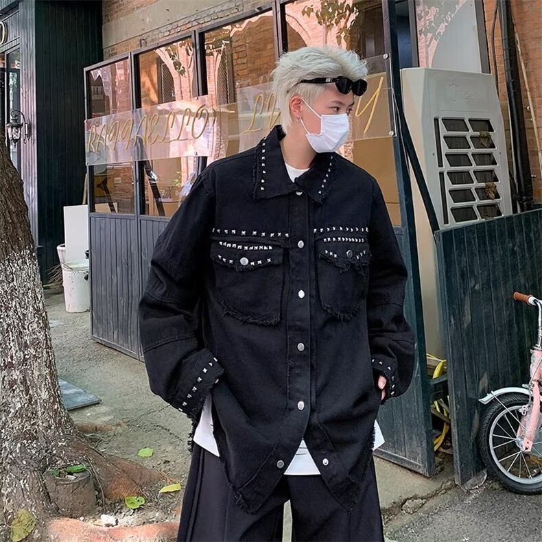 美式铆钉小香风牛仔外套男cleanfit春秋复古痞帅工装外套JY508,男装工装外套,星座1116A-1（原606A）