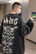 潮嘻哈字母提花情侣港风针织打底衫宽松毛衣圆领重工32434-P88，男装T恤，星座517A-1