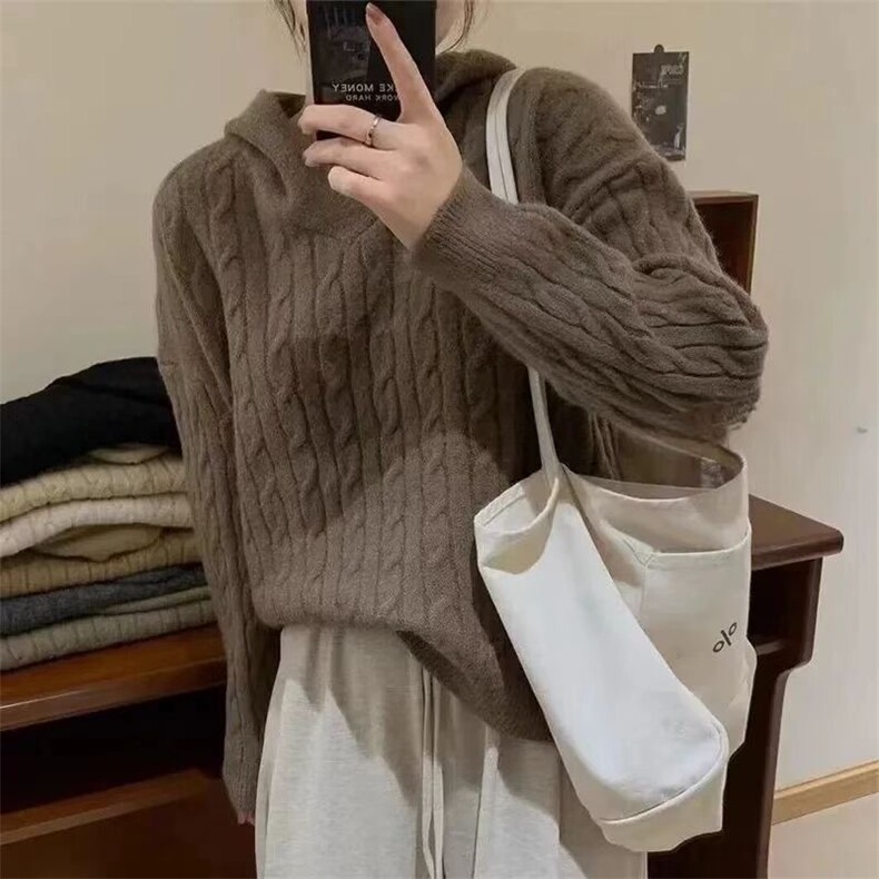 羊毛女士羊毛衫秋冬保暖纯色简约立体绞花,女装羊毛衫,思途羊绒