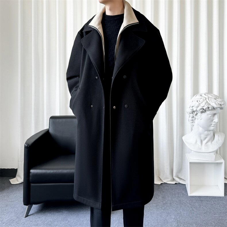 大货假两件精品-毛呢男大衣男风衣男中长款大码F760-P135爆景C，男装风衣，星座401