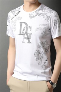 短袖t恤男2023新款夏季圆领潮流男装时尚休闲宽松半袖上衣图片