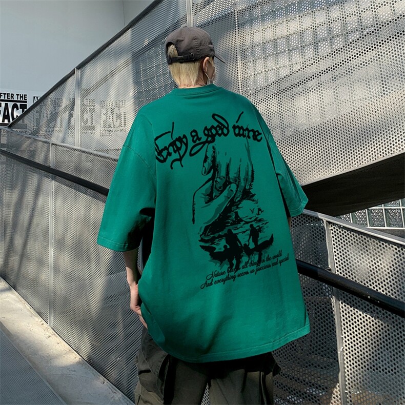 XZ517A-BK3025-P28大码男装2023原创涂鸦简约潮流情侣T恤重磅,男装T恤,星座517A