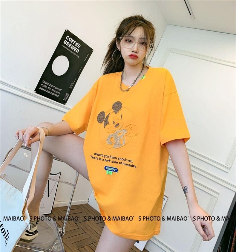 现货2021夏装大板纲印米奇T，女装，泰靡(1F)