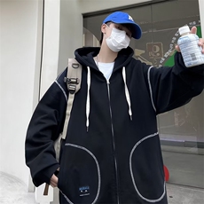 春秋韩版潮ins运动百搭休闲帽衫新款连帽开衫卫衣男W5624-P42，男装夹克，星座512-2