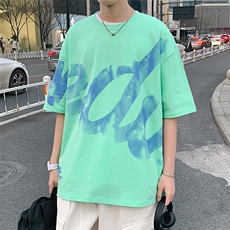 得物抖音40支双纱高品质印花圆领半袖纯棉短袖T恤男女T7219-P45，男装T恤，电商A441-1