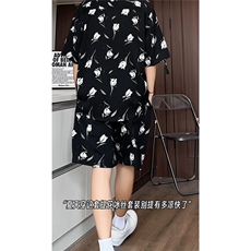 短袖衬衫男+短裤男潮流休闲套装男M-5XL大码TZ78712P50控98模特图，男装牛仔裤，星座226-1