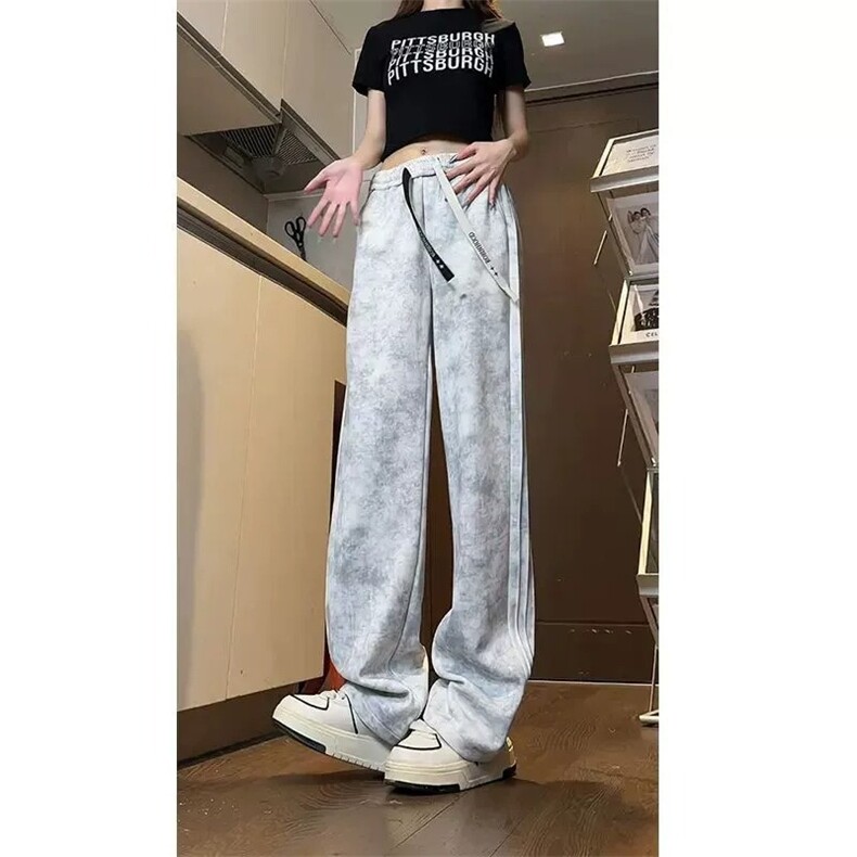 扎染脏脏裤男款秋季美式高街vibe裤子休闲百搭晕染运动卫裤XXK156,男装休闲裤,星座208-5