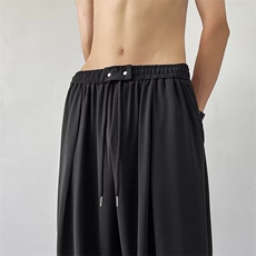 冰丝弹休闲裤男士夏季新款高级感潮牌垂感直筒拖地裤宽松休闲裤子，男装休闲裤，星座1013