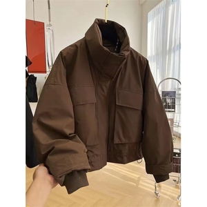 1605-1/JRS0161/P69夹棉大口袋冲锋衣棉服立领宽松休闲短款外套图片