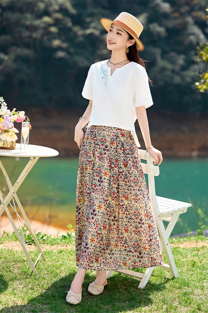 气质高腰碎花半身裙女夏季2026新款今年流行遮胯a字半身长裙,女装半身裙,倪叶myz