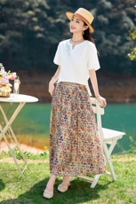 气质高腰碎花半身裙女夏季2026新款今年流行遮胯a字半身长裙，女装半身裙，倪叶myz