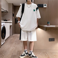 夏季冰丝短袖短裤套装宽松潮牌两件套TZ339P60，男装牛仔裤，电商A309