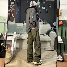 工装裤男韩版潮流百搭大口袋2024秋冬季新款ins宽松长裤K2719-P46，男装休闲裤，星座412-2