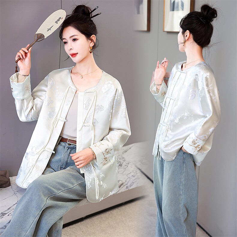 2024新中式女装春装新款唐装盘扣上衣复古改良汉服外套图片