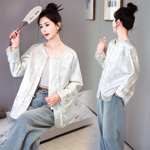 2024新中式女装春装新款唐装盘扣上衣复古改良汉服外套图片