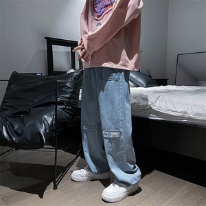 美式vibe裤子高街ins坠感工装裤男直筒宽松高级感牛仔裤N420-p40图片