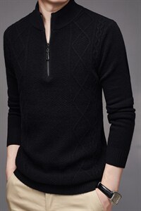 BSS6125限价258元男士新款长袖半高拉链纯羊毛针织衫休闲青年P186,男装针织衫/毛衣,电商B360