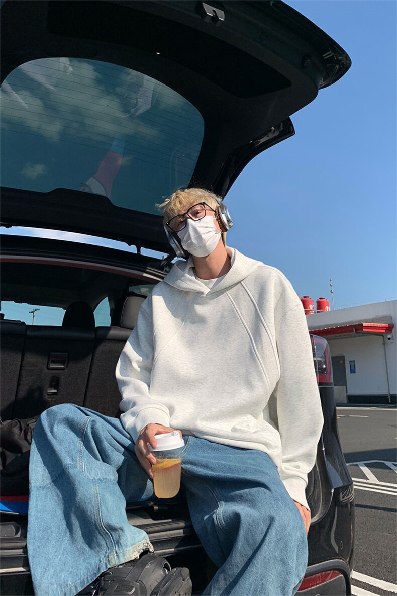 美式复古基础款上衣简约宽松连帽卫衣男W4678-P38【特价】,男装卫衣,电商A007