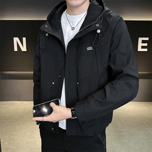 86811-M-3XL-P128店主风秋季休闲品质连帽百搭冲锋衣夹克外套男图片