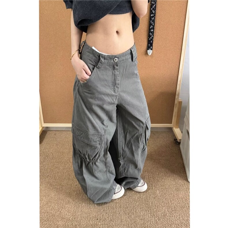 高街复古阔腿工装裤男女宽松直筒裤子秋冬弯刀休闲裤LN13511-P60,男装工装外套,星座1008