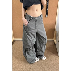 高街复古阔腿工装裤男女宽松直筒裤子秋冬弯刀休闲裤LN13511-P60，男装工装外套，星座1008