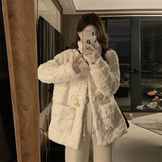 C870-P130羊羔毛外套女新款情侣宽松百搭加绒加厚开衫棉服，男装棉衣，星座911-2(原星座613-2）
