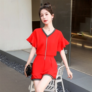 高级美容院工作服女职业气质休闲套装薄款阔腿裤白衬衫上衣黑裤子图片