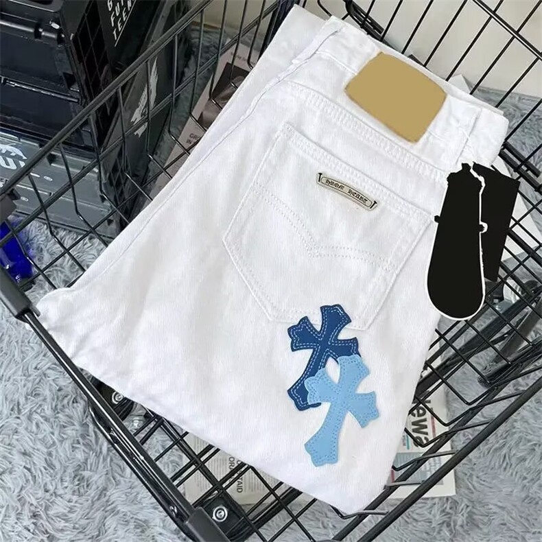 新十字架贴布网红同款潮牌牛仔长裤宽松百搭休闲男女款AM551P58,男装休闲裤,星座1013-5