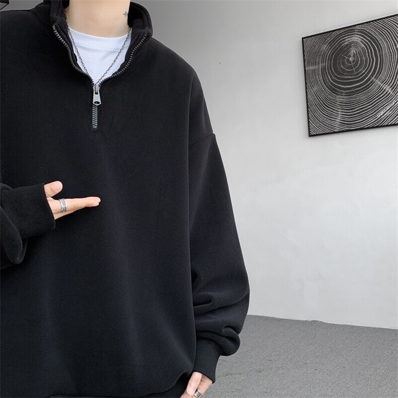 M-8XL秋冬半拉链卫衣摇粒绒大码学生复古外套立领上衣WY5105/P58,男装卫衣,电商B238