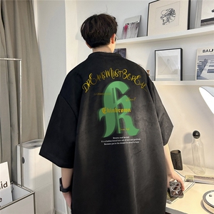 1重磅260克港风短袖休闲大码M-5XL情侣短袖T恤男DT8760P35控48图片