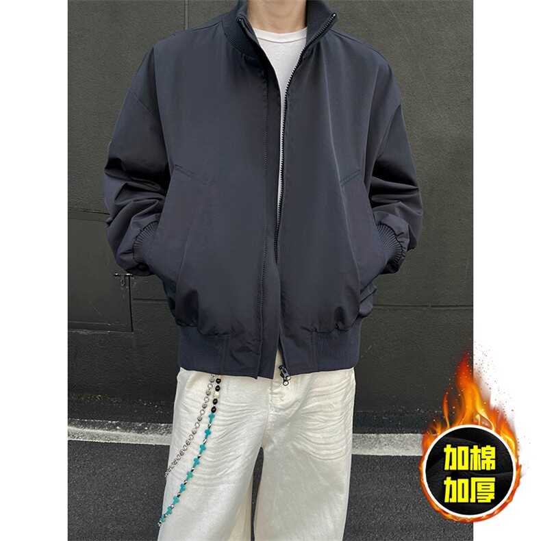 现货冬季美拉德立领飞行夹克廓形高街棒球服加棉加厚棉衣外套，男装夹克，电商A486-1