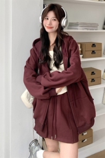 【现货】韩版酒红色休闲套装088-7703p145k198，女装套装/套裙，2C088