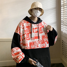 特P55限98高品质纯棉2024秋冬拼接复古连帽卫衣男潮流上衣XW221，男装卫衣，电商B370