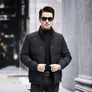 高端中年80白鹅绒羽绒服夹克冬季新款男士潮牌加厚立领羽绒服外套图片
