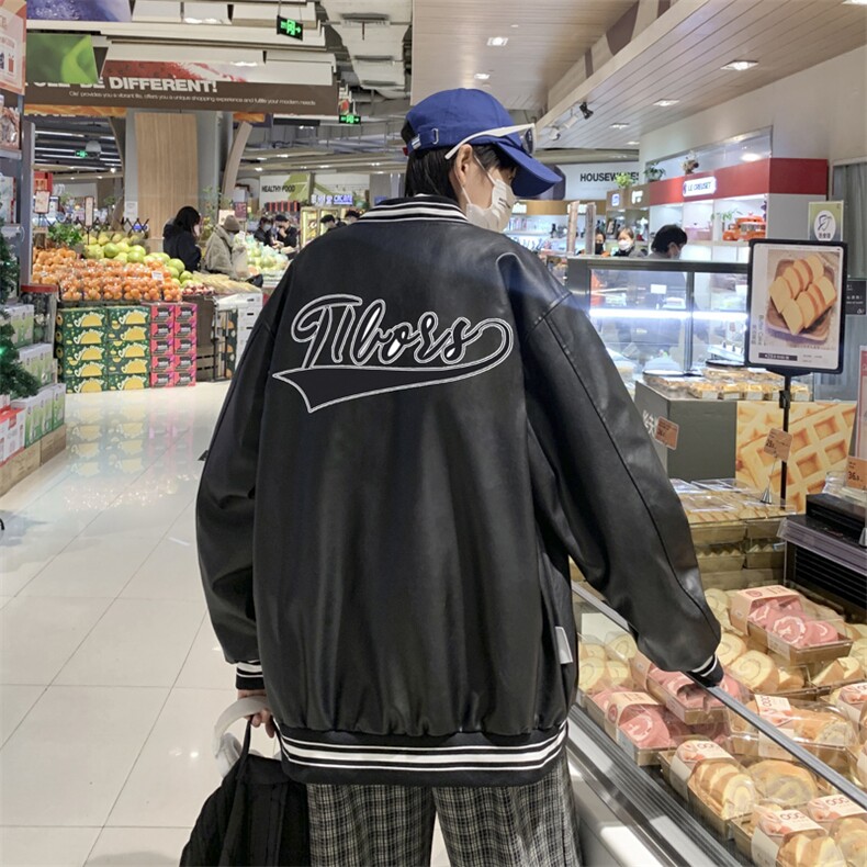 潮流夹克潮男春季棒球领皮衣夹克J10P70图片