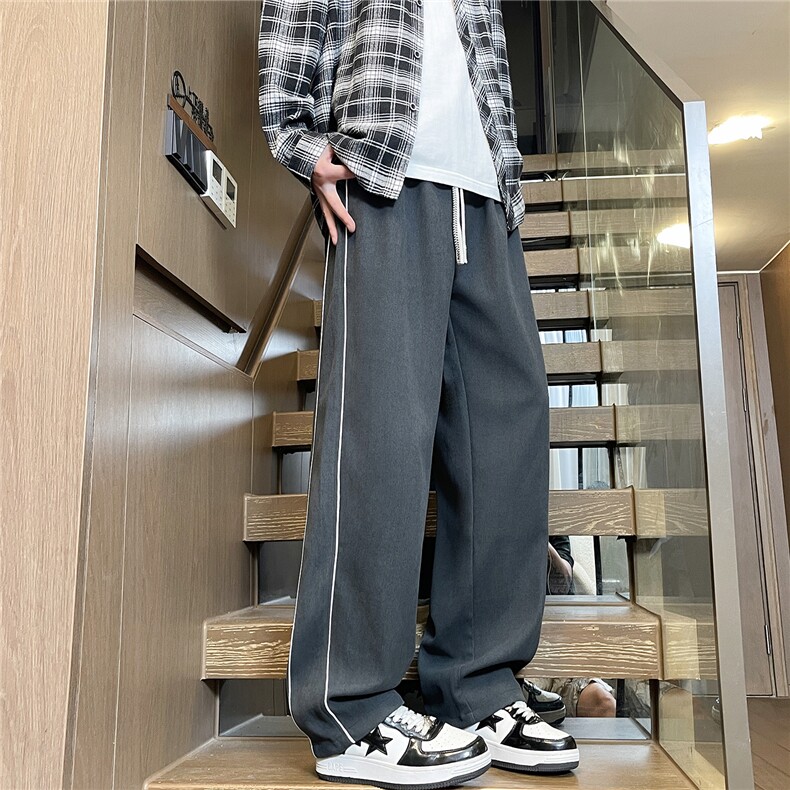 2025新款秋季休闲长裤子青少年莫尔绒运动裤男士阔腿卫裤M562-P35图片