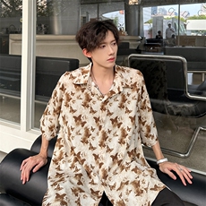 潮男单品蝴蝶印花三色衬衫A071-T19-P38，男装衬衫，电商A071
