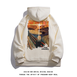 白底23新款秋季时尚百搭宽松印花潮流情侣连帽卫衣W6274P40控58图片