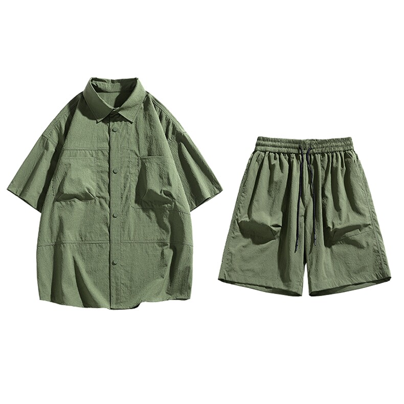 夏季套装男高品潮牌五分袖衬衫大码短裤两件套DSA157-1-C71-P85,男装牛仔裤,电商A157-1