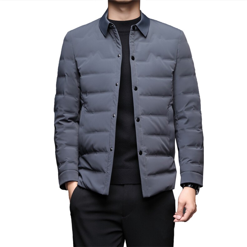 2023冬季新款男士翻领加厚保暖白鸭绒外套中年男装商务休闲羽绒服,男装羽绒服,电商B212（原钱塘6029）