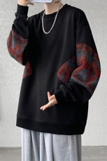 8XL-M春秋季圆领拼接撞色民族风卫衣男新款潮牌上衣服WY005P58，男装卫衣，电商B312