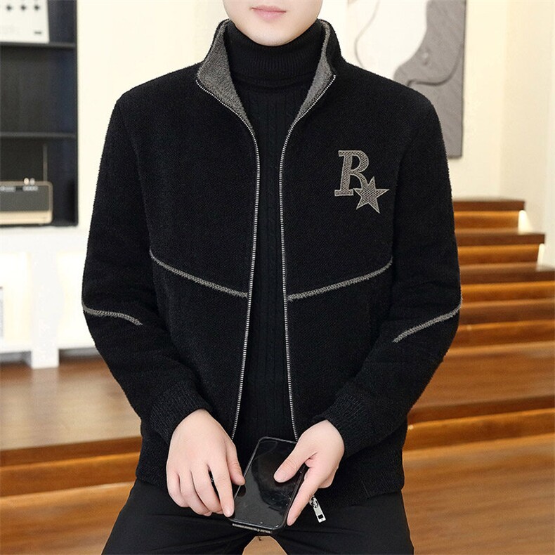 直播秋冬金貂绒立领毛呢大衣短款夹克外套上衣男D31P145控238，男装毛呢大衣，电商B226-2（原B217-2）