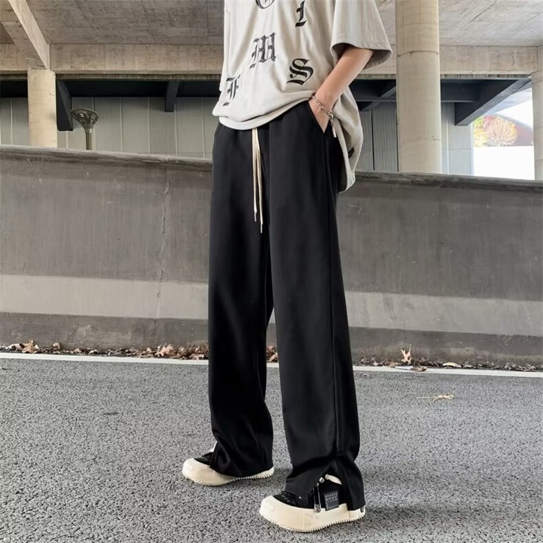 韩版西裤男痞帅裤脚开衩松紧腰垂感2023秋夏新款ins长裤K3585-P33,男装西裤,星座412-3