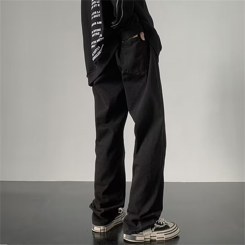美式vibe高街黑色牛仔裤男ins潮宽松大码男装阔腿休闲裤GT37-p40,男装牛仔裤,星座1008