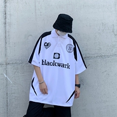 潮牌高街美式复古t恤短袖男ins宽松情侣款polo衫PL089-P35，男装Polo衫，星座308B-1