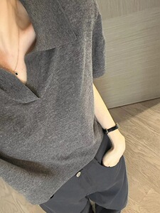 法式时尚显瘦百搭夏季新款女士翻领T恤图片